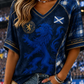 Women's Scotland Printed Mid-length Sleeves V-Neck T-Shirt