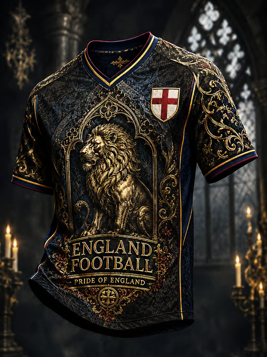 Men's UK Football Lover England Printed V-neck T-shirt